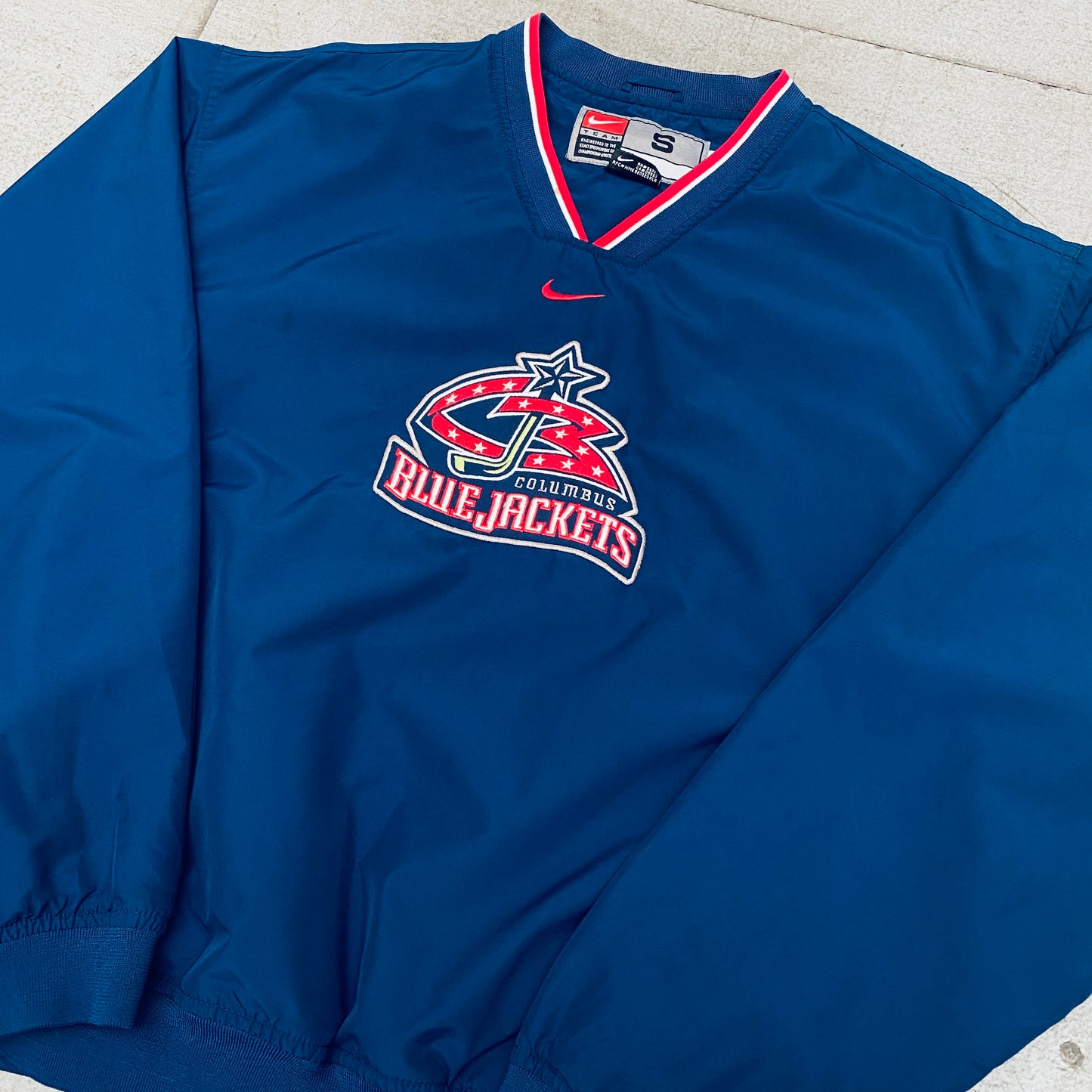 Columbus Blue Jackets: 2000 Nike Centre Swoosh Rink Side Jacket (M)