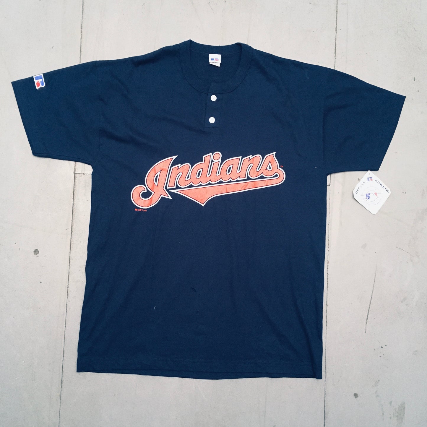 Cleveland Indians: 1997 Russell Athletic Blur Jersey Tee w/ Tags (M)