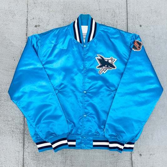 San Jose Sharks: 1991 Satin Center Ice Starter Bomber Jacket (XL)