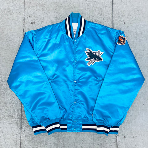 San Jose Sharks: 1991 Satin Center Ice Starter Bomber Jacket (XL)