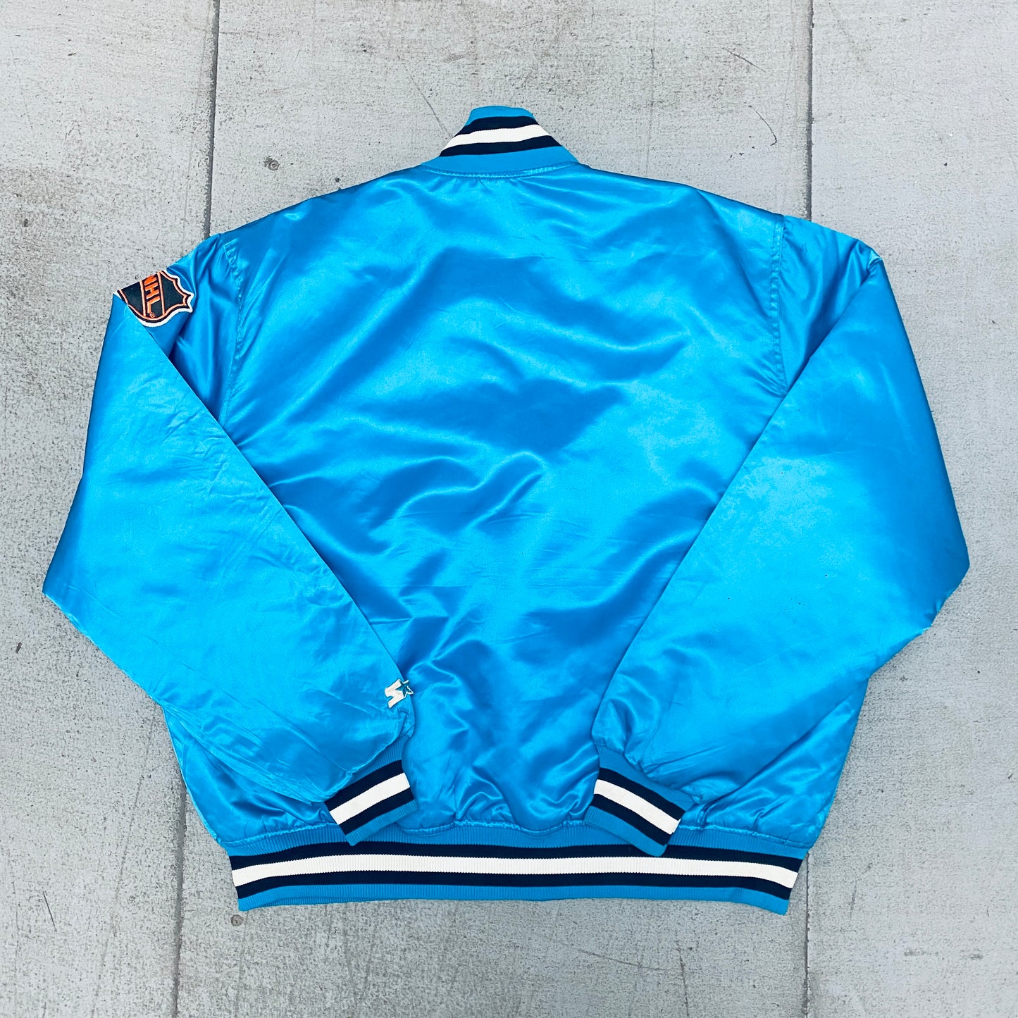 San Jose Sharks: 1991 Satin Center Ice Starter Bomber Jacket (XL)