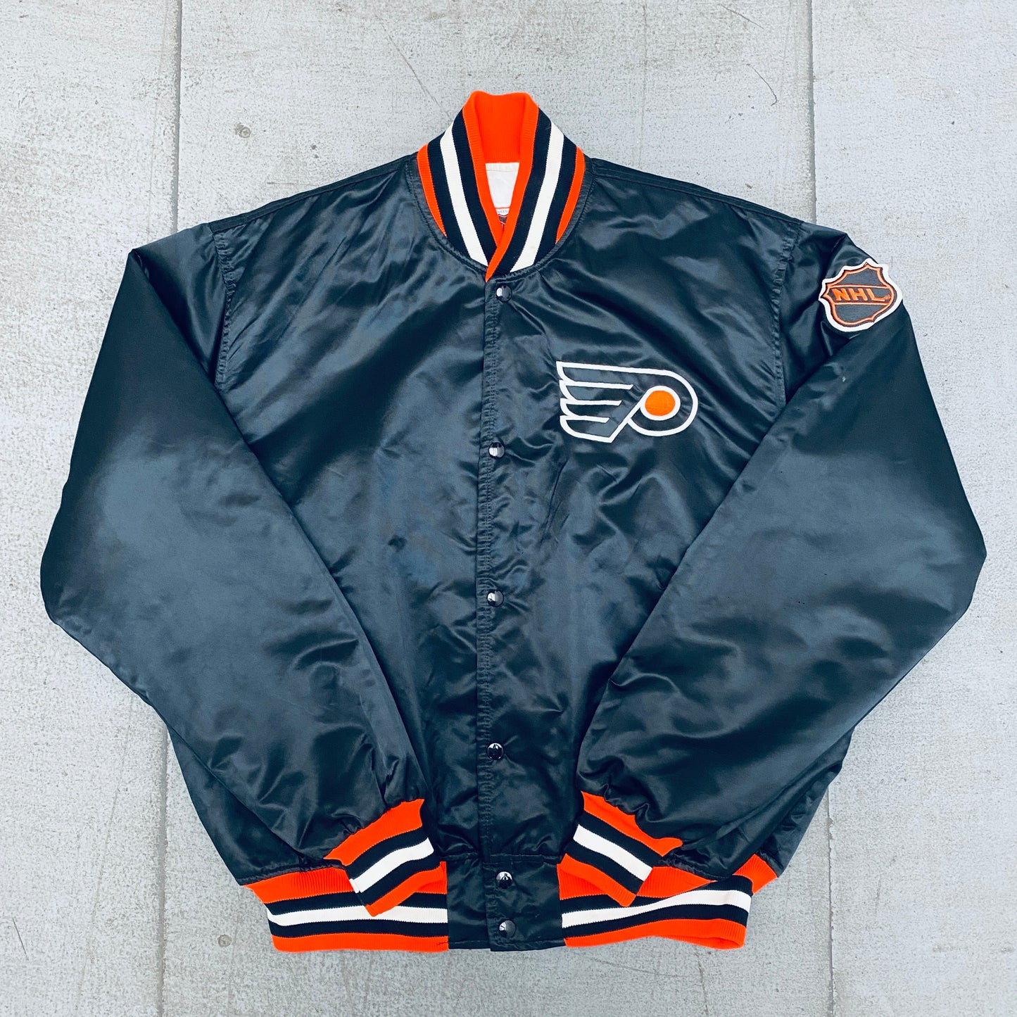 Philadelphia Flyers: 1980's Satin Starter Bomber Jacket (XL)