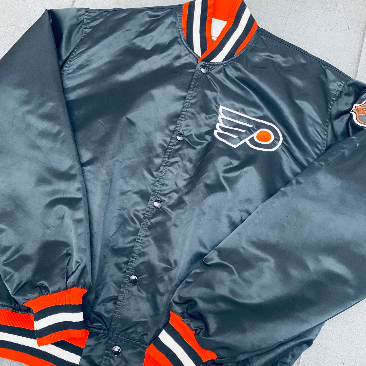 Philadelphia Flyers: 1980's Satin Starter Bomber Jacket (XL)