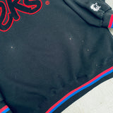 Philadelphia 76ers: 1990's Blackout Graffiti Spellout Double Hooded Starter Hoodie (XL)