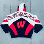 Wisconsin Badgers: 1990's Pro Player HUGE Reverse Embroidered Graffiti Spellout Fullzip Jacket (L/XL)