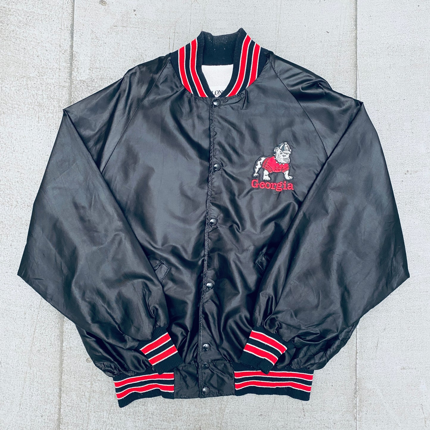 Georgia Bulldogs: 1980's Blackout Satin DeLong Bomber Jacket (XL)