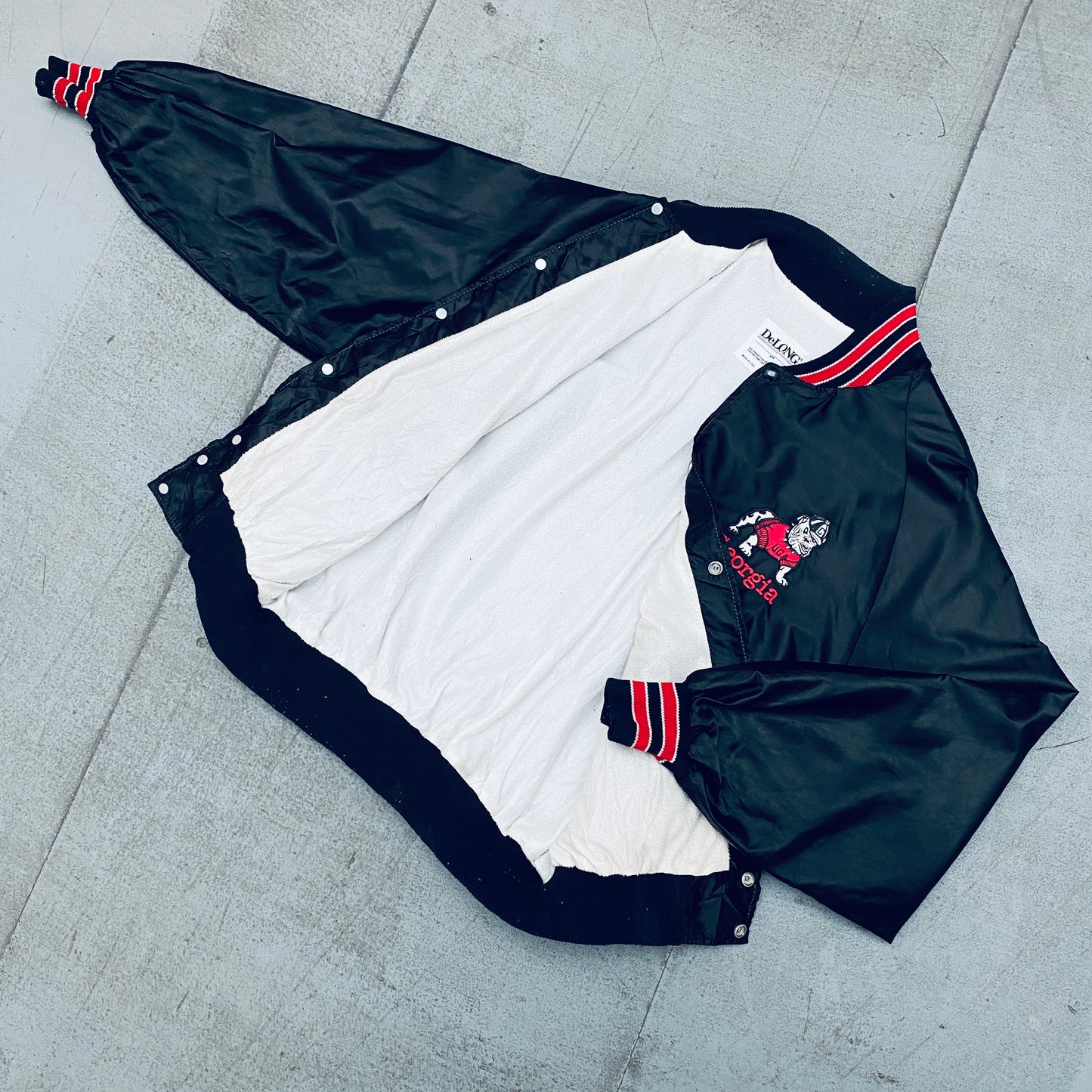 Georgia Bulldogs: 1980's Blackout Satin DeLong Bomber Jacket (XL)