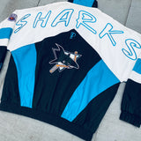 San Jose Sharks: 1990's Pro Player Fullzip HUGE Graffiti Spellout Windbreaker (XL)