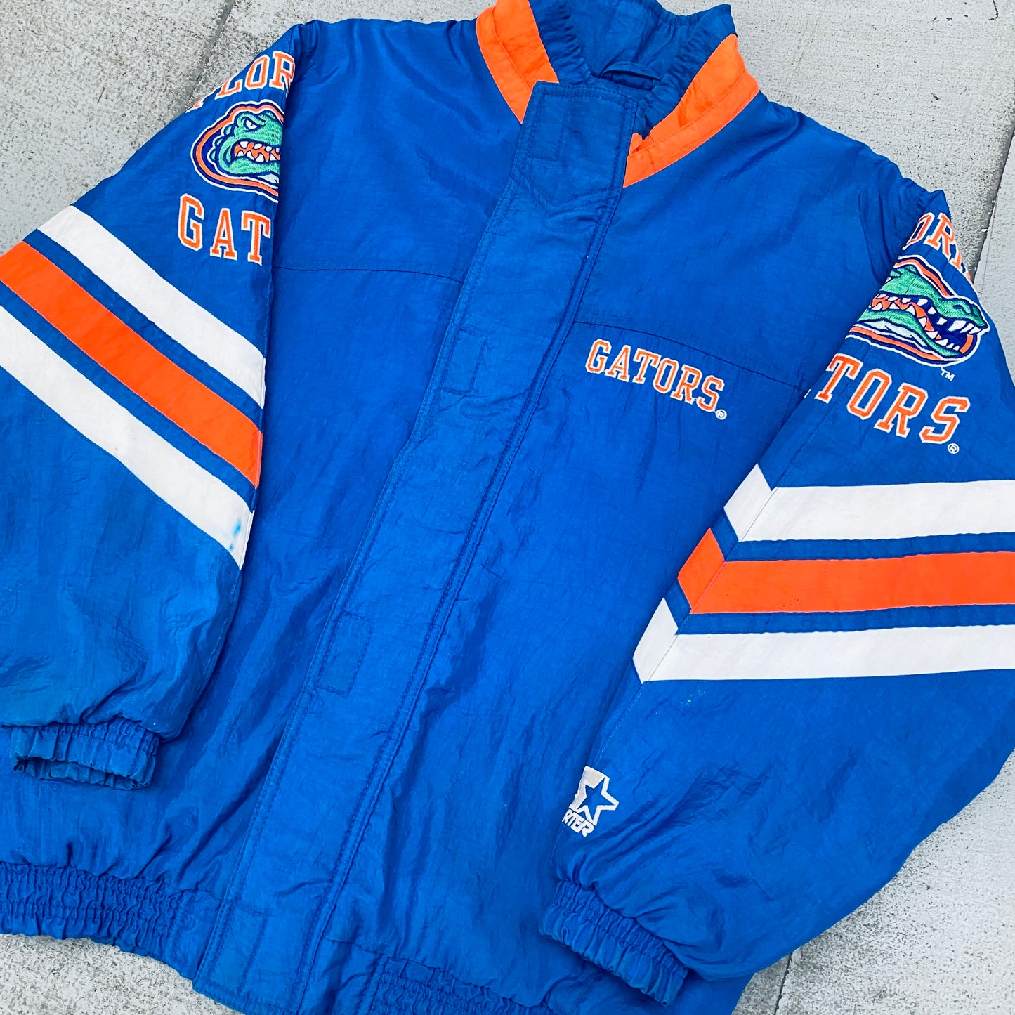 Florida Gators: 1990's Reverse Spellout Fullzip Starter Chevron Jacket (S/M)