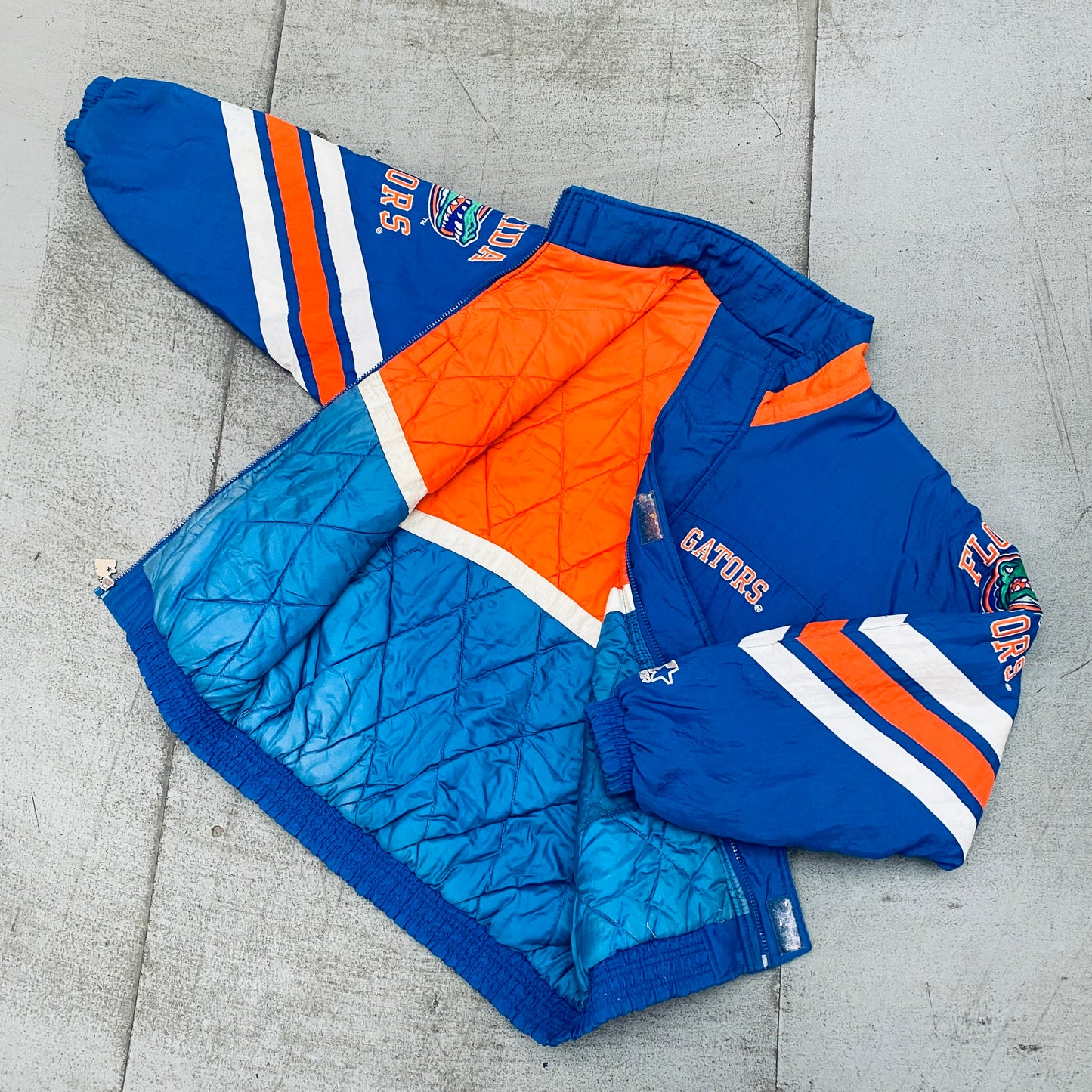 Florida Gators: 1990's Reverse Spellout Fullzip Starter Chevron Jacket (S/M)