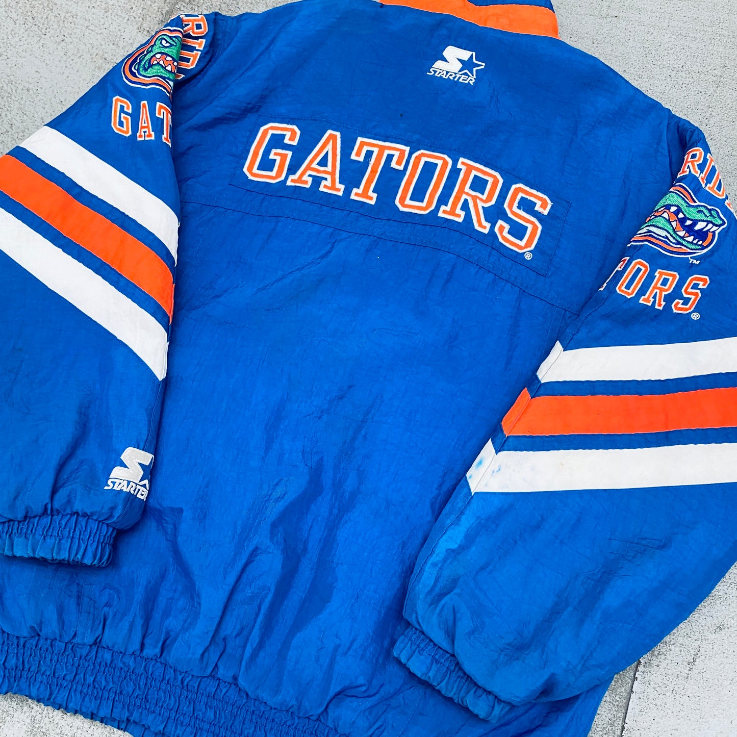 Florida Gators: 1990's Reverse Spellout Fullzip Starter Chevron Jacket (S/M)