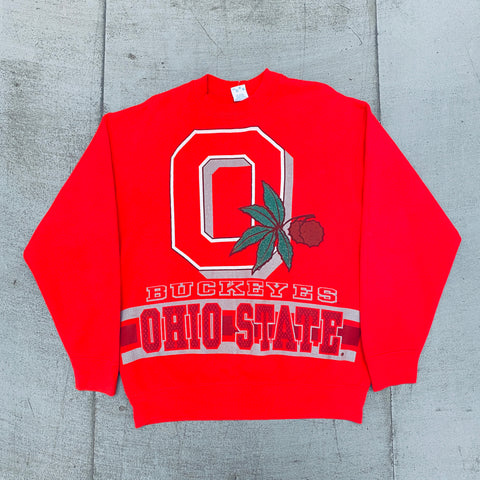 THE Ohio State Buckeyes: 1990's Salem Sportswear All Over Print Sweat (L)