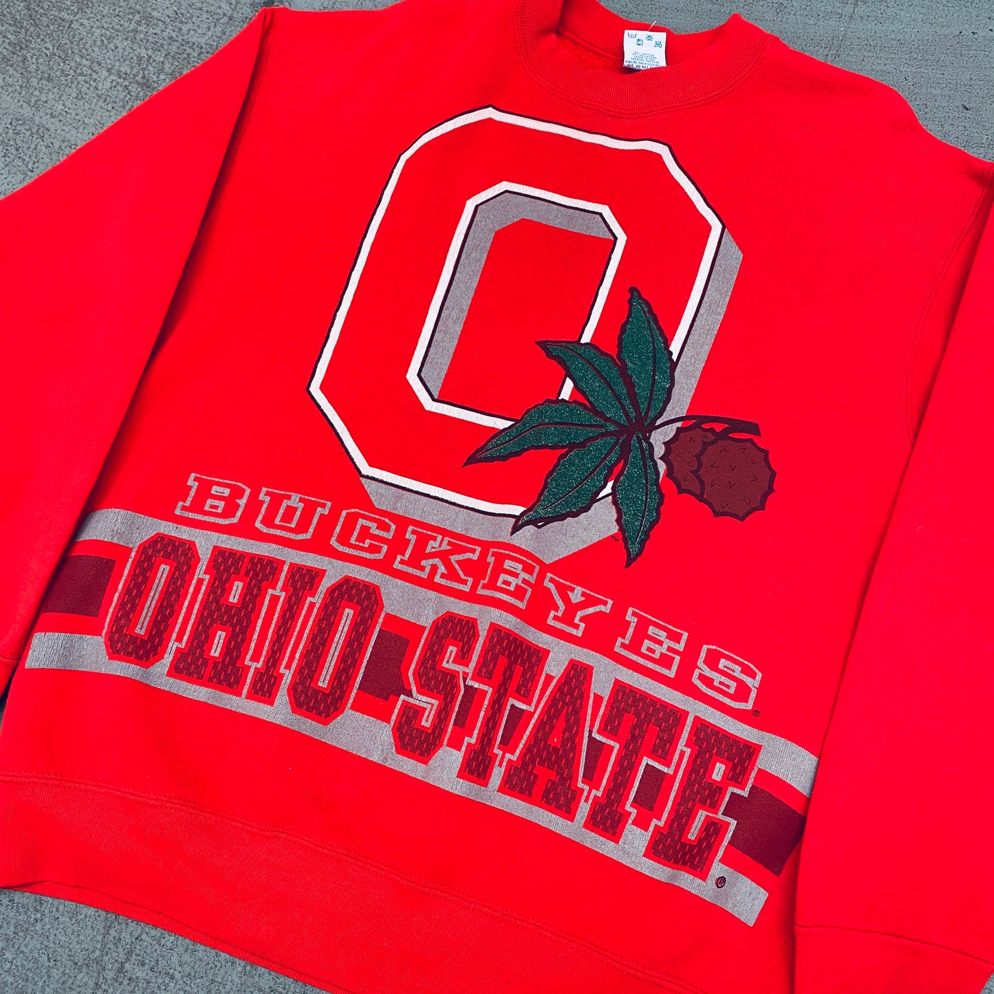 THE Ohio State Buckeyes: 1990's Salem Sportswear All Over Print Sweat (L)