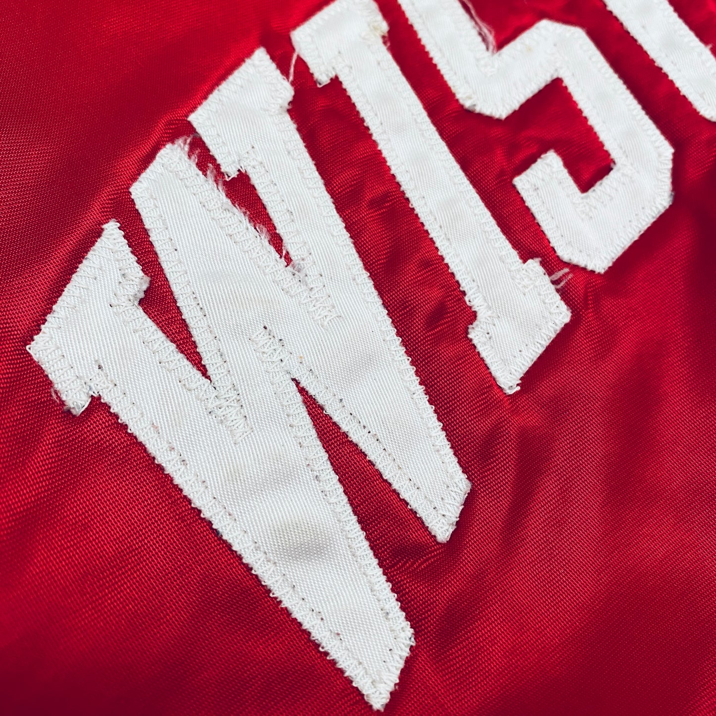 Wisconsin Badgers: 1990's Champion Satin Stitched Reverse Spellout Bomber Jacket (XL/XXL)