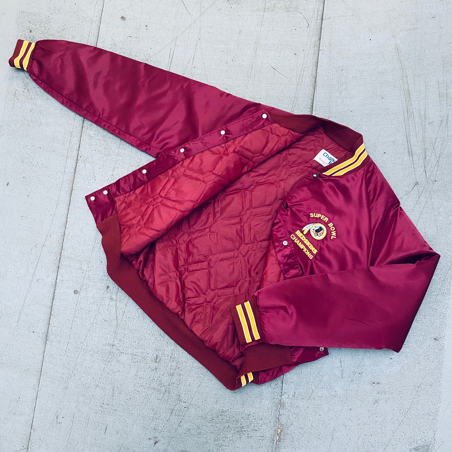 Washington Redskins: 1991 Chalk Line Super Bowl Champions Satin Bomber Jacket (L)