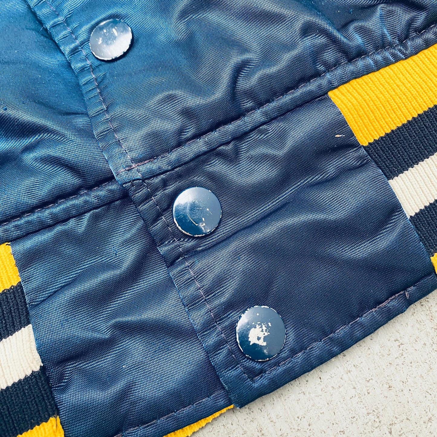 Michigan Wolverines: 1980's Satin Stitched Spellout Starter Bomber Jacket (L)