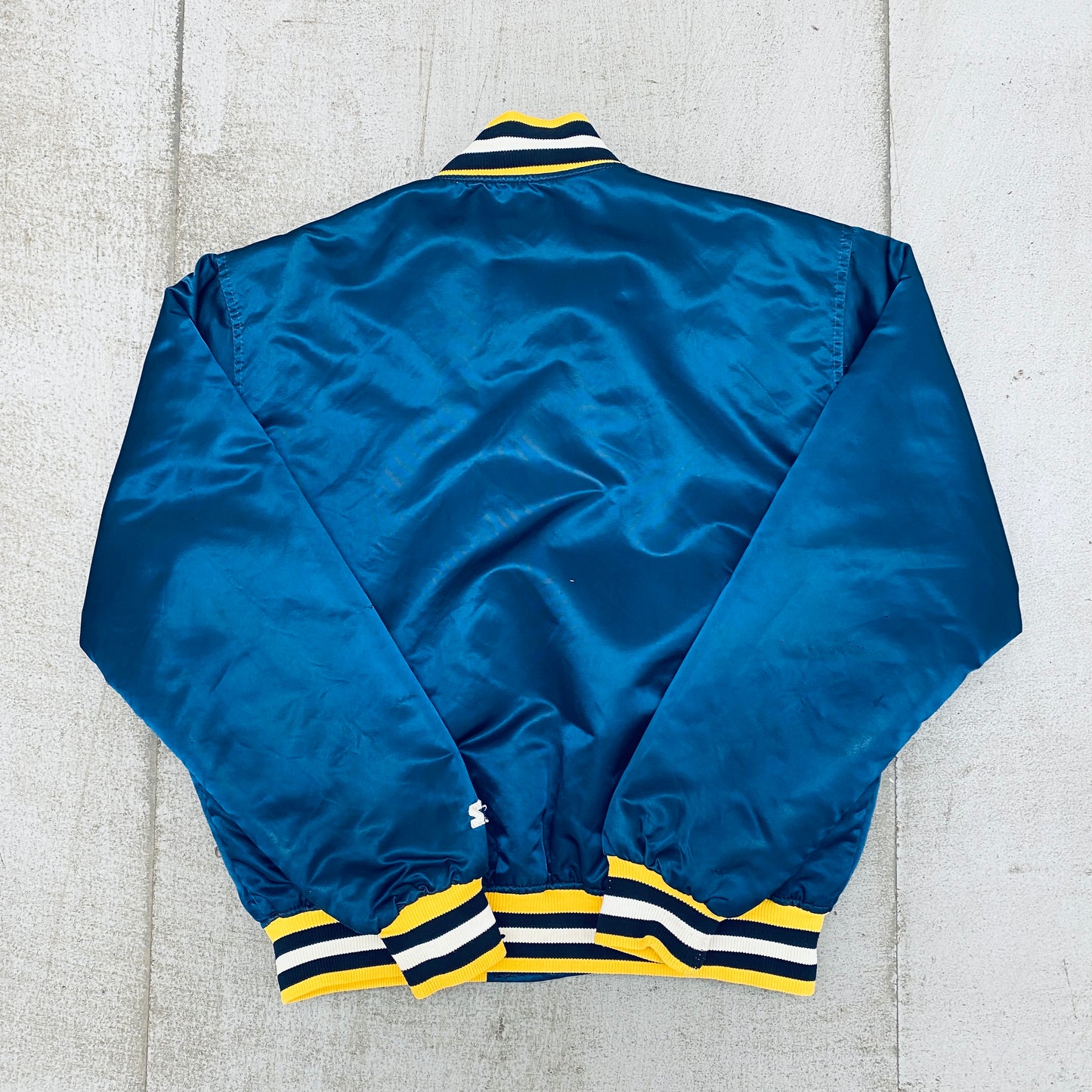 Michigan Wolverines: 1980's Satin Stitched Spellout Starter Bomber Jacket (L)