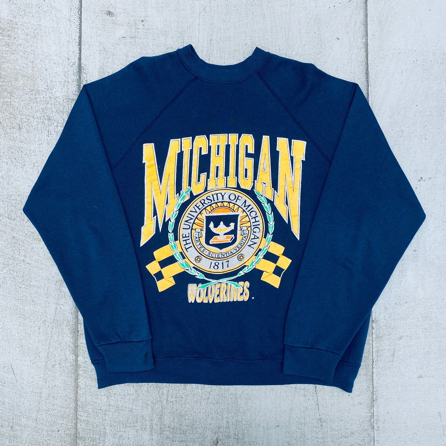 Michigan Wolverines: 1990's Graphic Spellout Sweat (L)