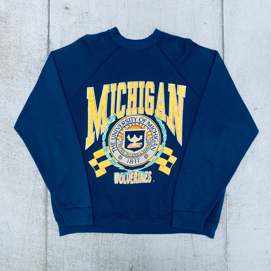 Michigan Wolverines: 1990's Graphic Spellout Sweat (L)