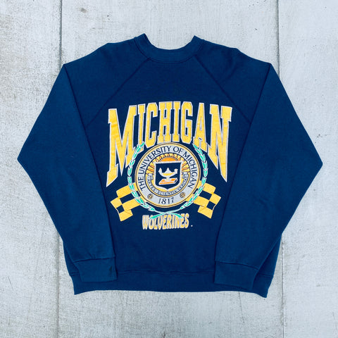 New Vintage 1990s Majestic NCAA College UNIVERSITY MICHIGAN WOLVERINES Blue  Gold Football Jersey