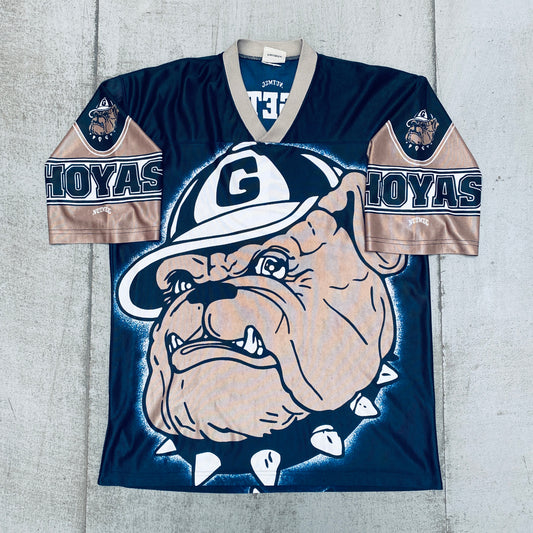 Georgetown Hoyas: 1990's Nutmeg Mills All Over Graphic Print Jersey (M)