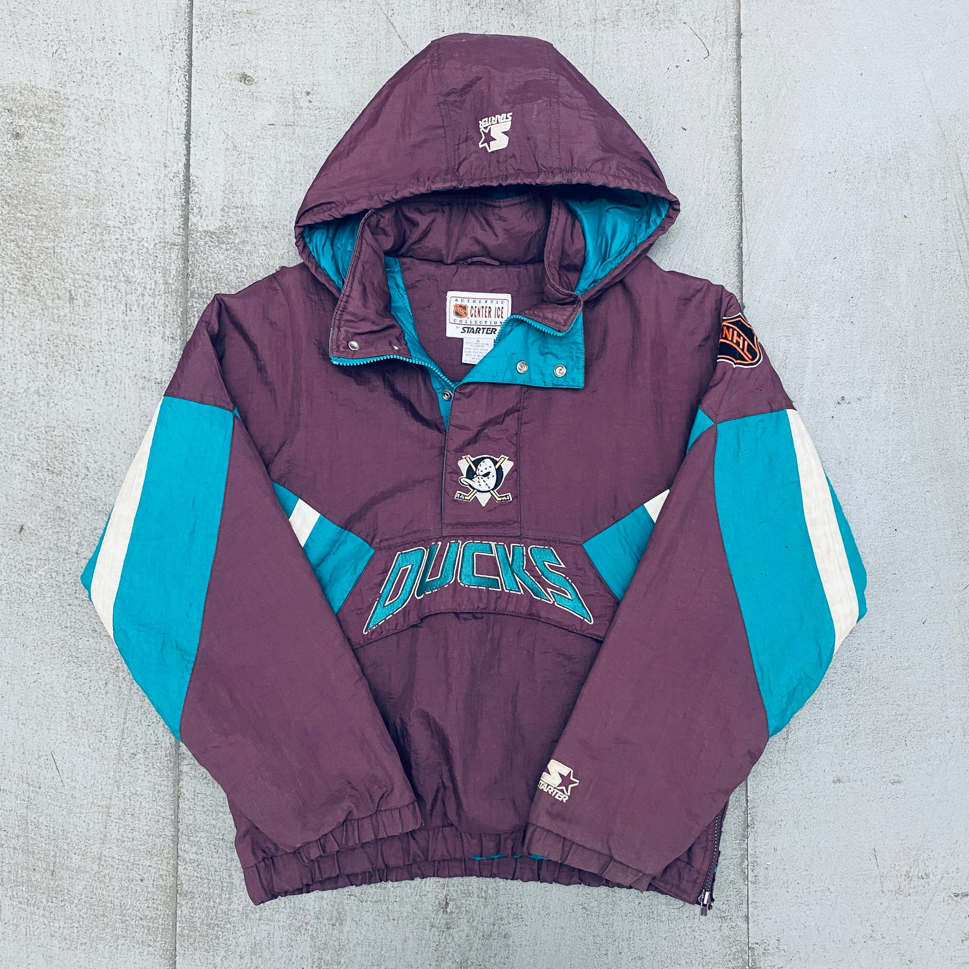 Men Mighty Ducks Starter Jacket Vintage Mighty Ducks Pullover