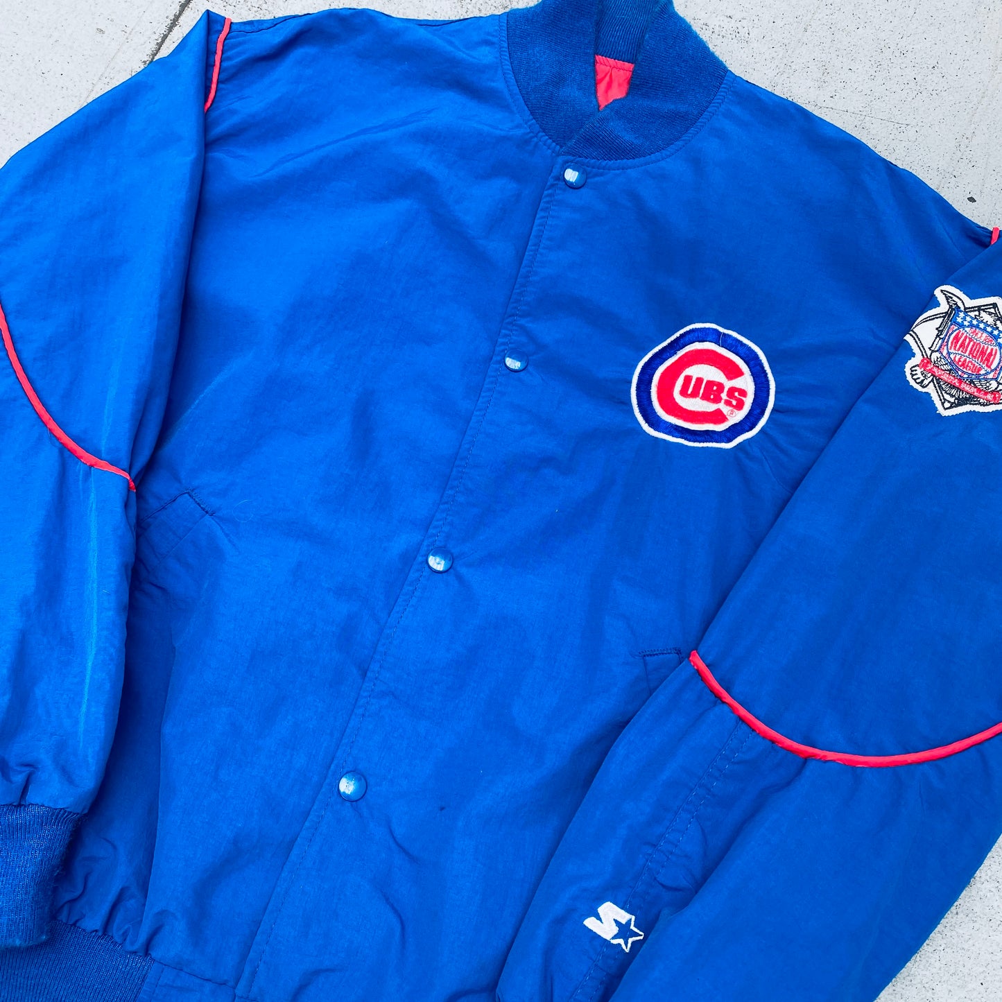 Chicago Cubs: 1990's Starter Bomber Jacket w/ National League Patch (L)