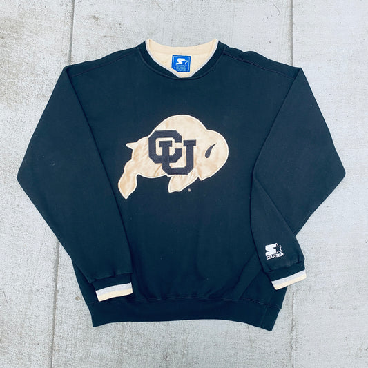 Colorado Buffaloes: 1990's Embroidered Big Logo Starter Sweat (L/XL)