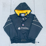 Pittsburgh Steelers: 1990's Blackout 1/4 Zip Proline Starter Breakaway Jacket (L)