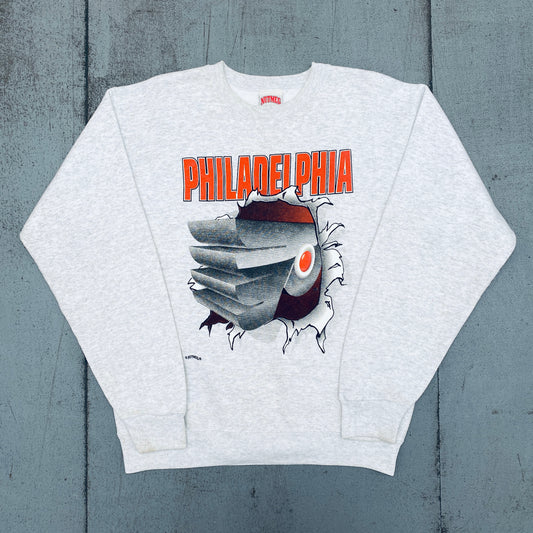 Philadelphia Flyers: 1990's Nutmeg Mills Breakthrough Graphic Spellout Sweat (M)