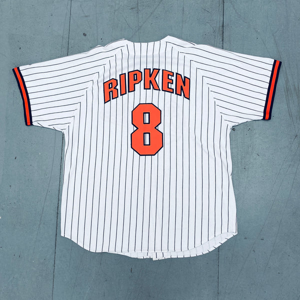 Baltimore Orioles: 1990's Cal Ripken Jr. White Pinstripe Stitched Starter  Jersey (XL)