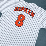 Baltimore Orioles: 1990's Cal Ripken Jr. White Pinstripe Stitched Starter Jersey (XL)