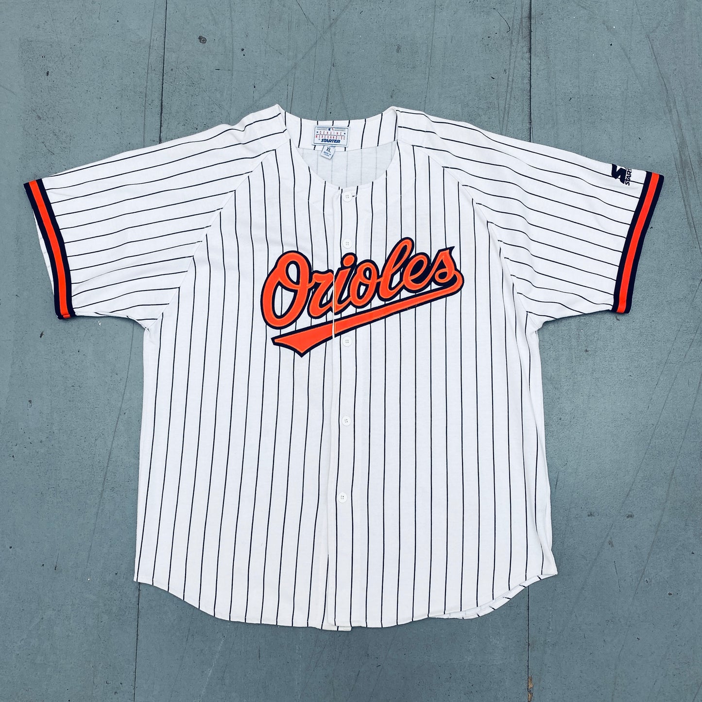 Baltimore Orioles: 1990's Cal Ripken Jr. White Pinstripe Stitched Starter Jersey (XL)