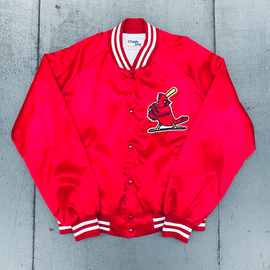 St. Louis Cardinals: 1990's Chalk Line Satin Bomber Jacket (L/XL)