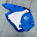 Toronto Blue Jays: 1980's Satin Stitched Reverse Spellout Bomber Jacket (L)