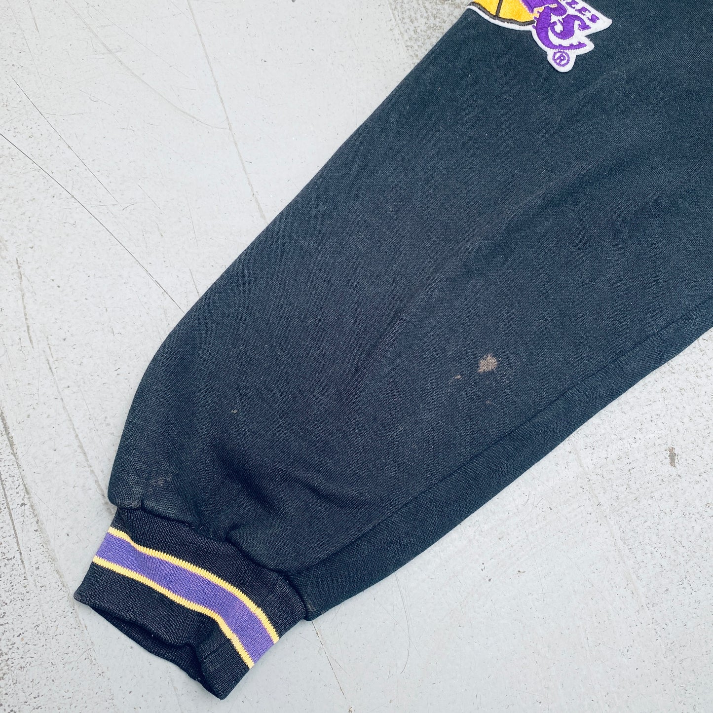 Los Angeles Lakers: 1990's Blackout Stitched Script Starter Hoodie (XL)