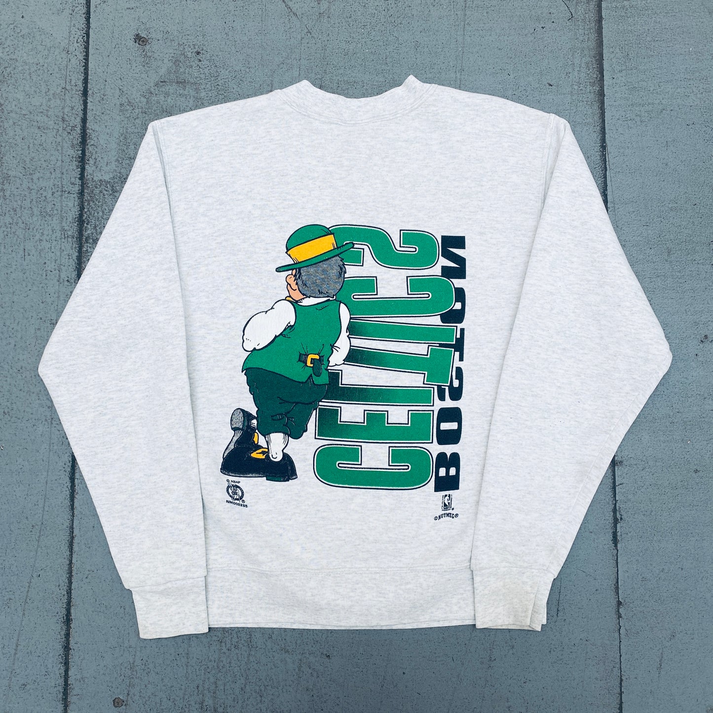 Boston Celtics: 1990's Nutmeg Mills All Over Graphic Sweat (XS/S)