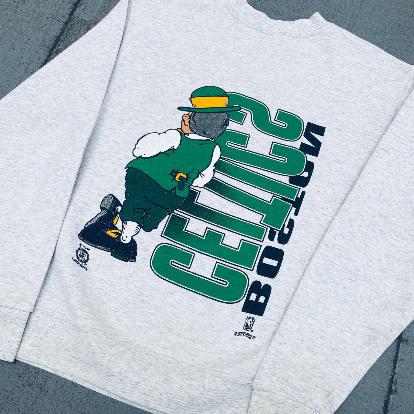 Boston Celtics: 1990's Nutmeg Mills All Over Graphic Sweat (XS/S)