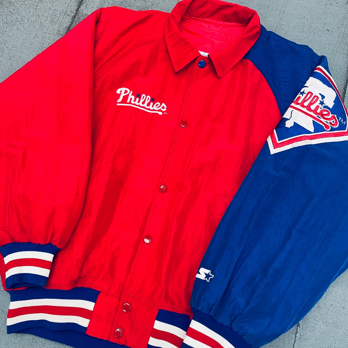 Philadelphia Phillies: 1990's Diamond Collection Dugout Starter Bomber Jacket (M/L)