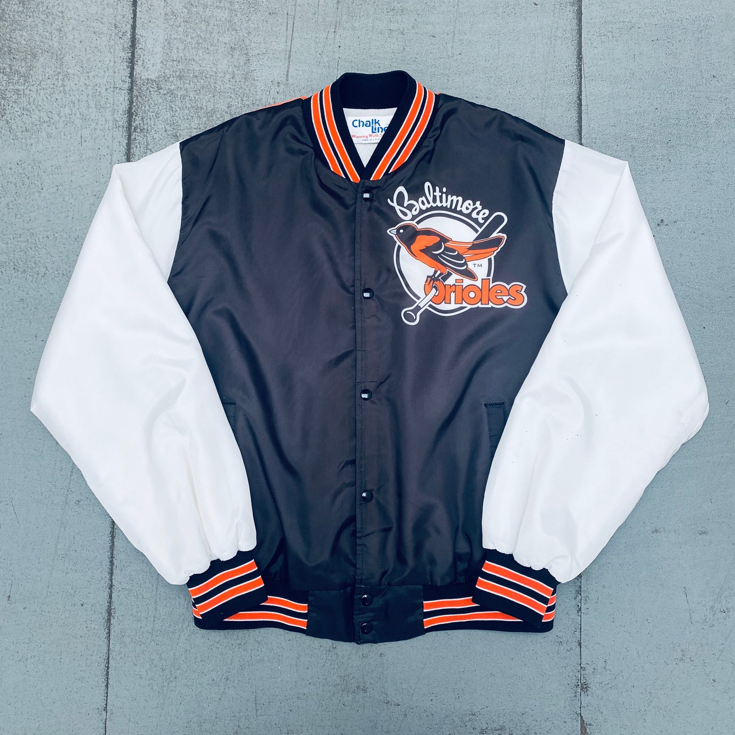 Baltimore Orioles: 1990's Chalk Line Fanimation Bomber Jacket (XL)