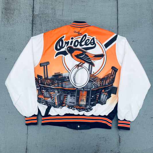 Baltimore Orioles: 1990's Chalk Line Fanimation Bomber Jacket (XL)