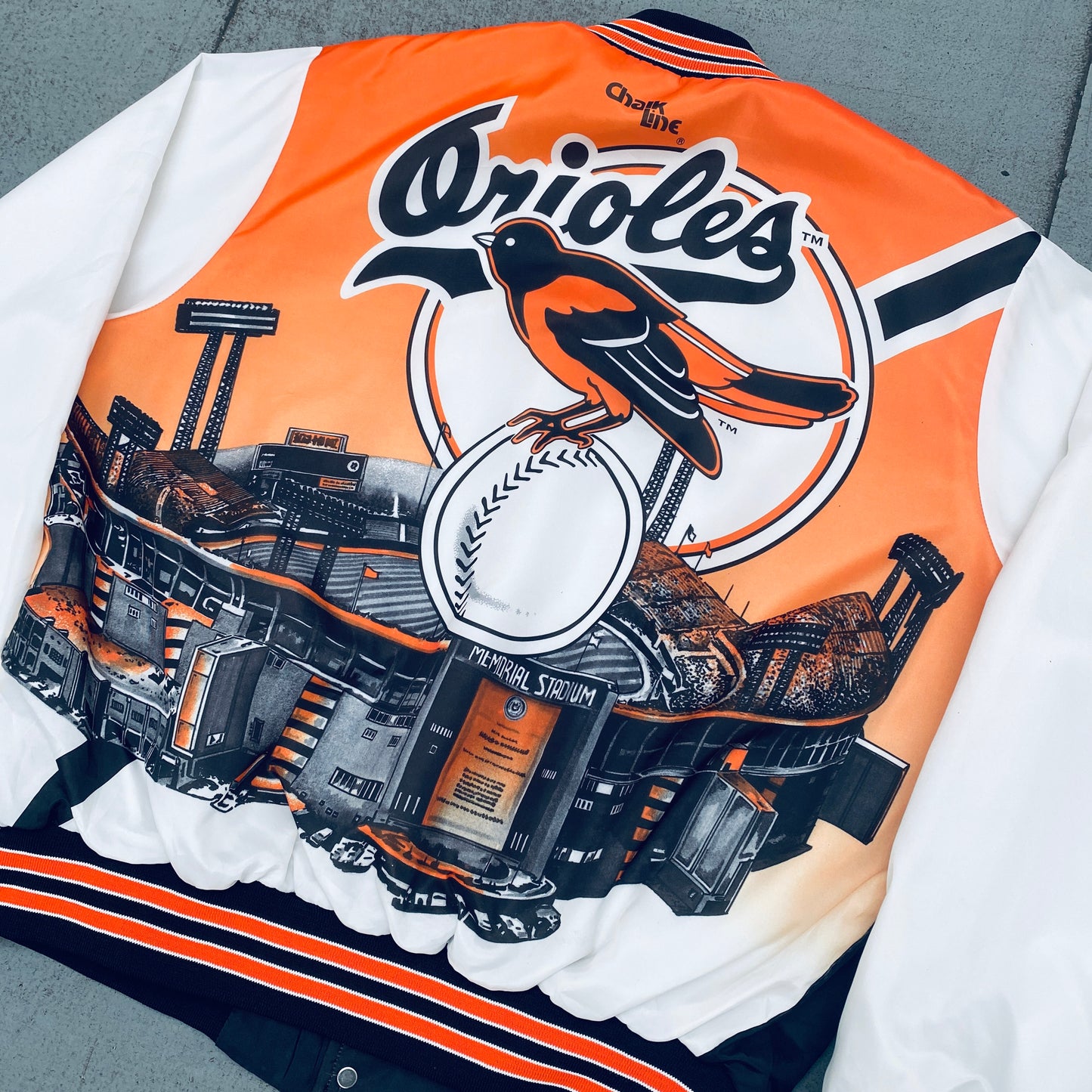 Baltimore Orioles: 1990's Chalk Line Fanimation Bomber Jacket (XL)