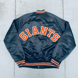 San Francisco Giants: 1990's Chalk Line Satin Reverse Stitched Spellout Bomber Jacket (L)
