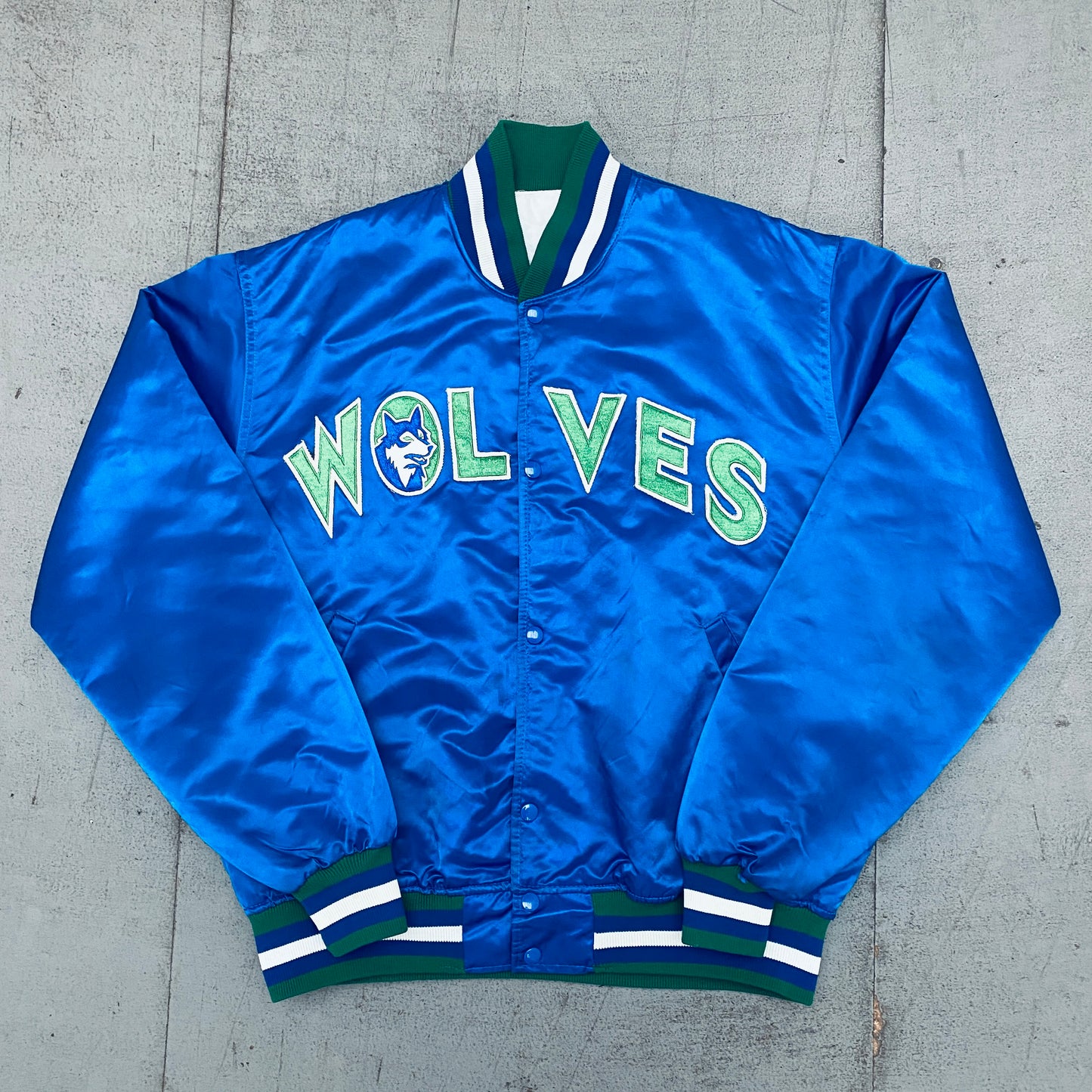 Minnesota Timberwolves: 1990's Satin NBA Authentics Starter Bomber Jacket (XL)