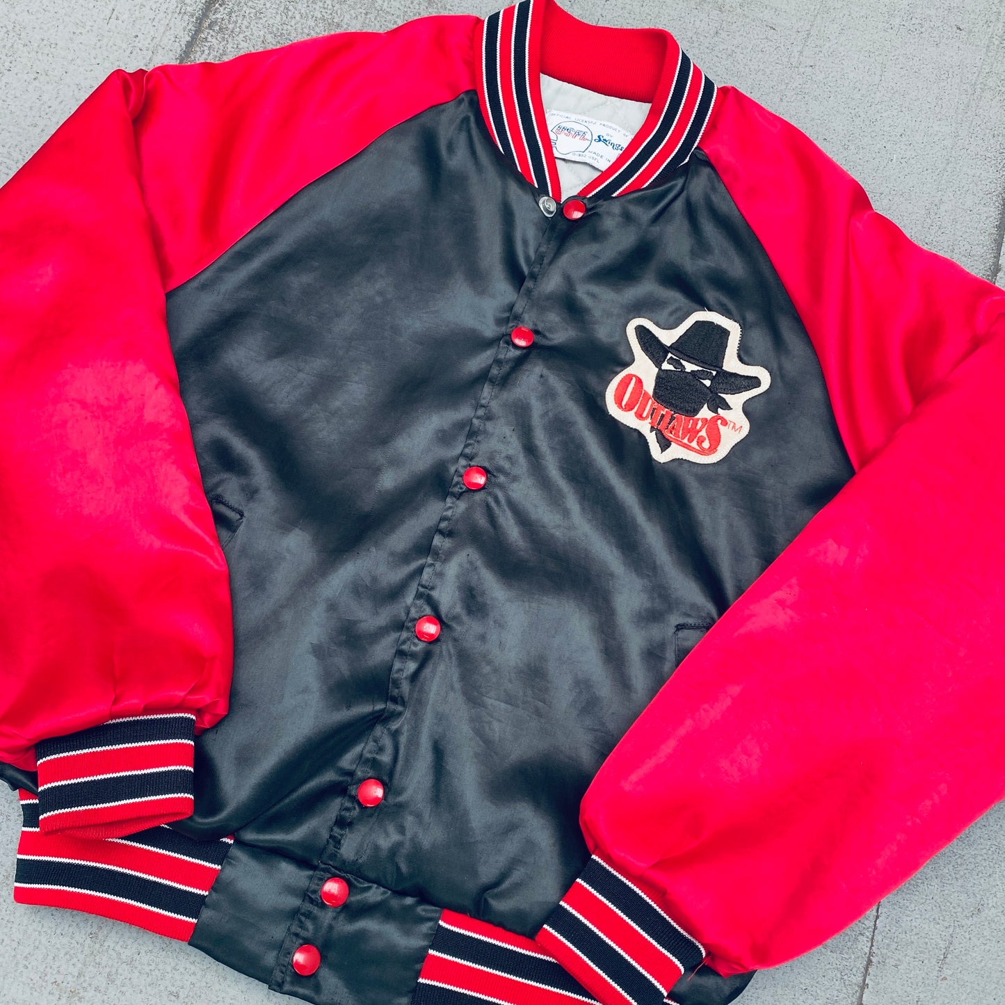 USFL: Oklahoma Outlaws 1984 Swingster Satin Inaugural Season Bomber Jacket (M)