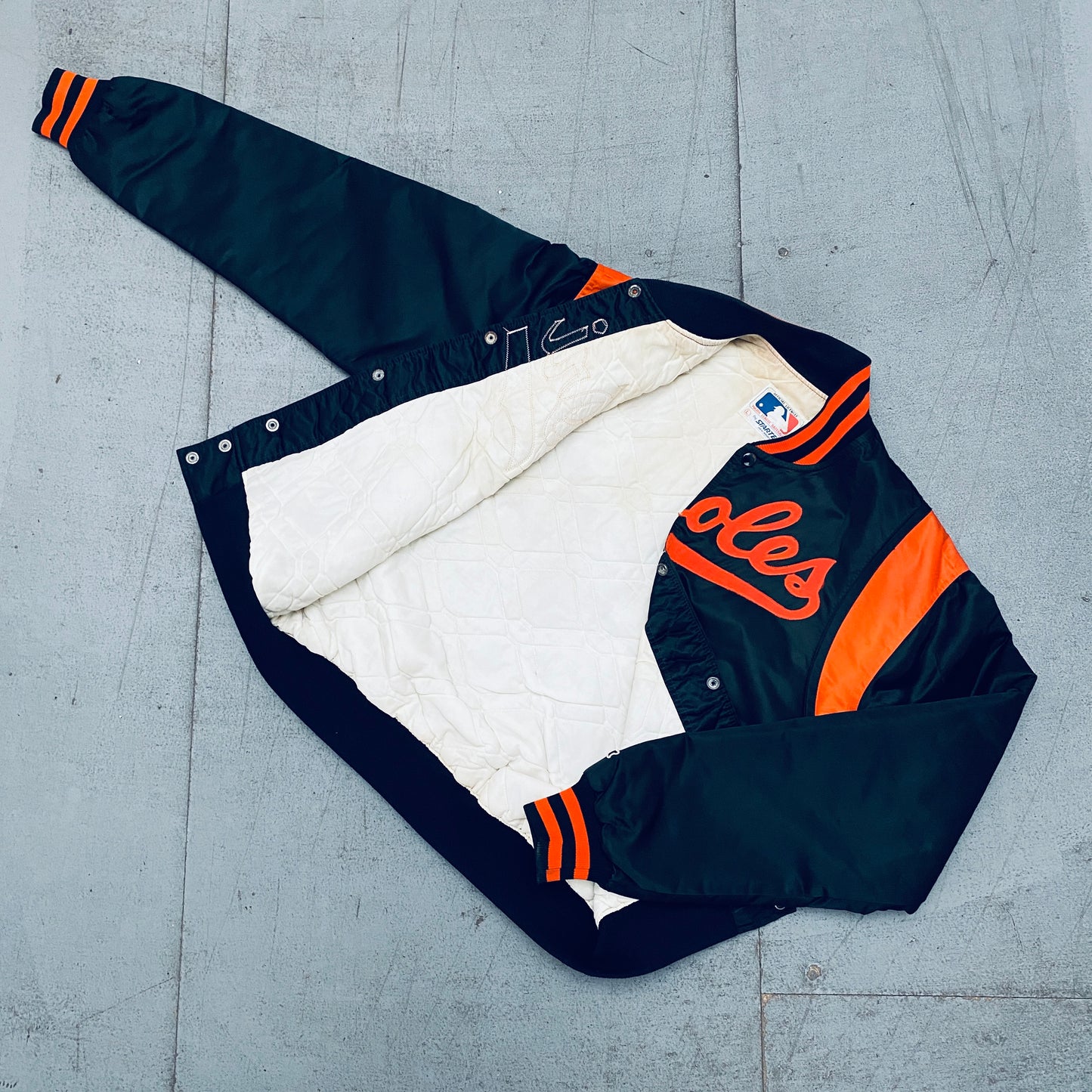 Baltimore Orioles: 1980's Satin Starter Bomber Jacket (L)