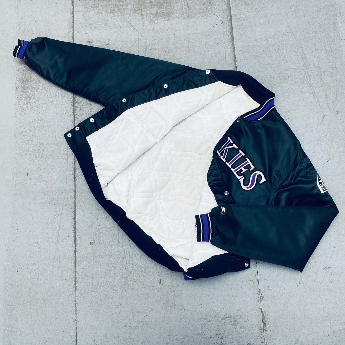 Colorado Rockies: 1990's Satin Diamond Collection Starter Bomber Jacket (L)