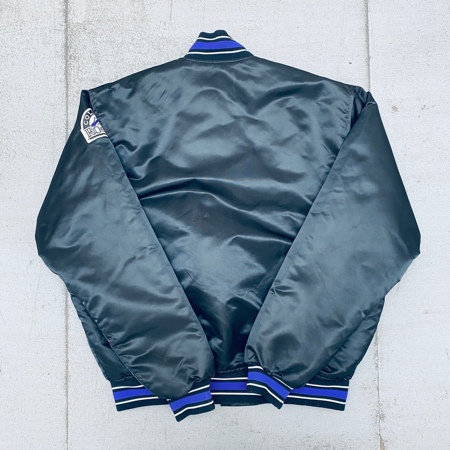 Colorado Rockies: 1990's Satin Diamond Collection Starter Bomber Jacket (L)