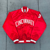 Cincinnati Reds: 1980's Satin Stitched Spellout Bomber Jacket (M)
