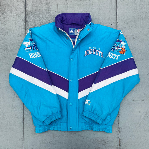 Vintage NBA 90s Starter Charlotte Hornets Full ZIP Hooded Jacket